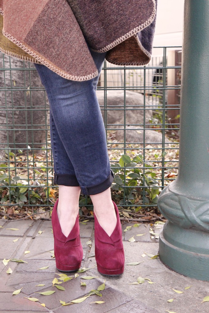 Colorblock Poncho & Platform Booties