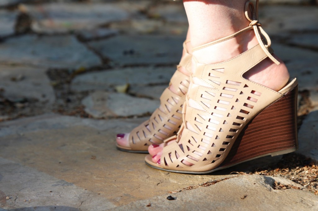 Swingy Floral Top & Lace-Up Wedges