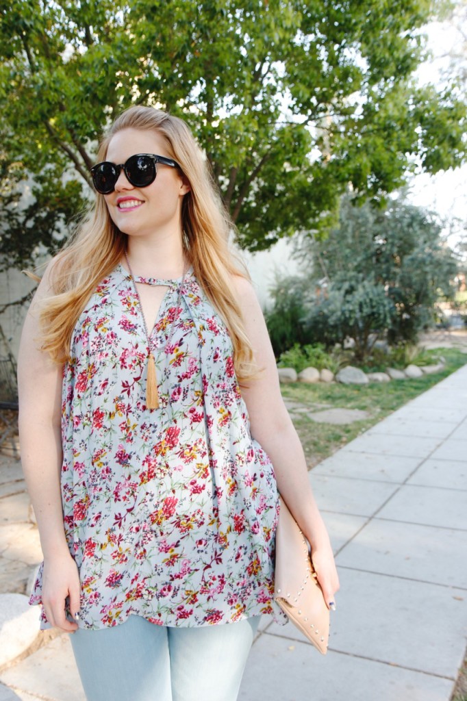 Swingy Floral Top & Lace-Up Wedges