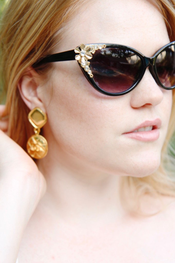 Poolside Glam - Vintage Sunglasses and Chanel Earrings 
