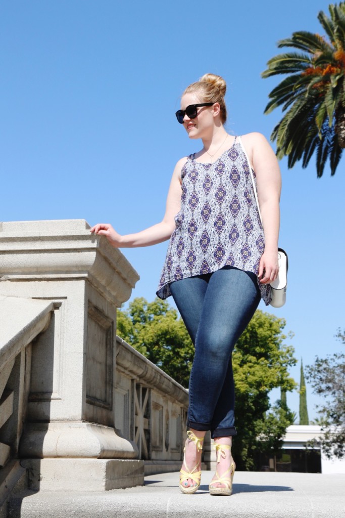 July Stitch Fix - Printed Tank, Jeans, Wedges for Summer 