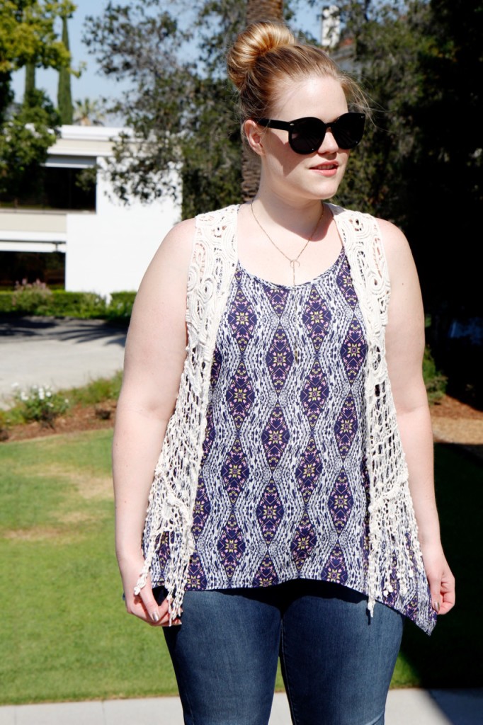 July Stitch Fix - Crochet Vest with Tank and Jeans