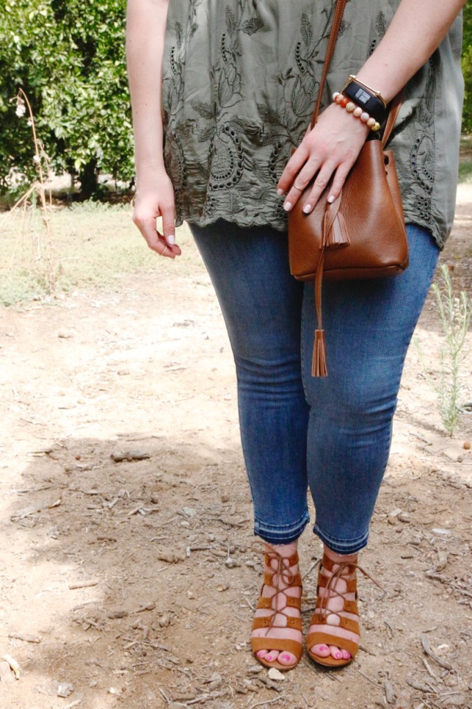 August Stitch Fix - Cropped Denim, Leather Bucket Bag & Lace Up Wedges for Fall 