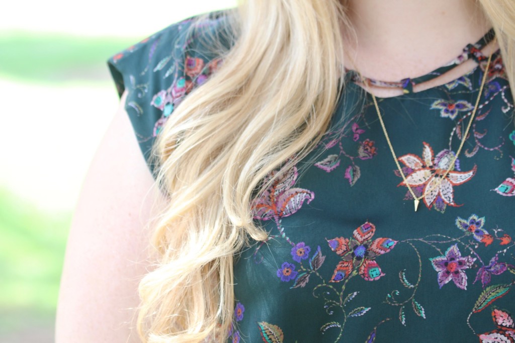 Fall Florals & Rust Skirt - BaubleBar Necklace