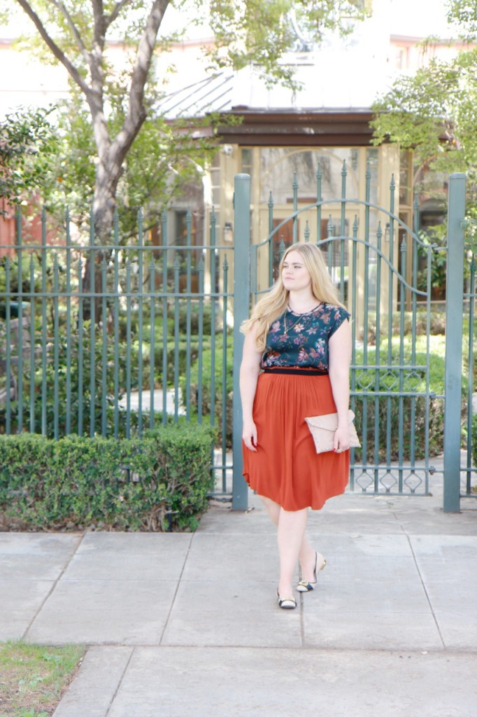 Fall Florals & Rust Skirt - StitchFix Outfit