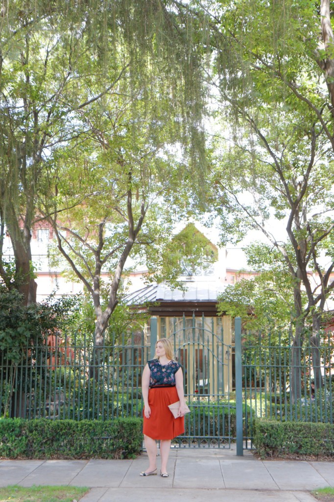 Fall Florals & Rust Skirt - Full Outfit
