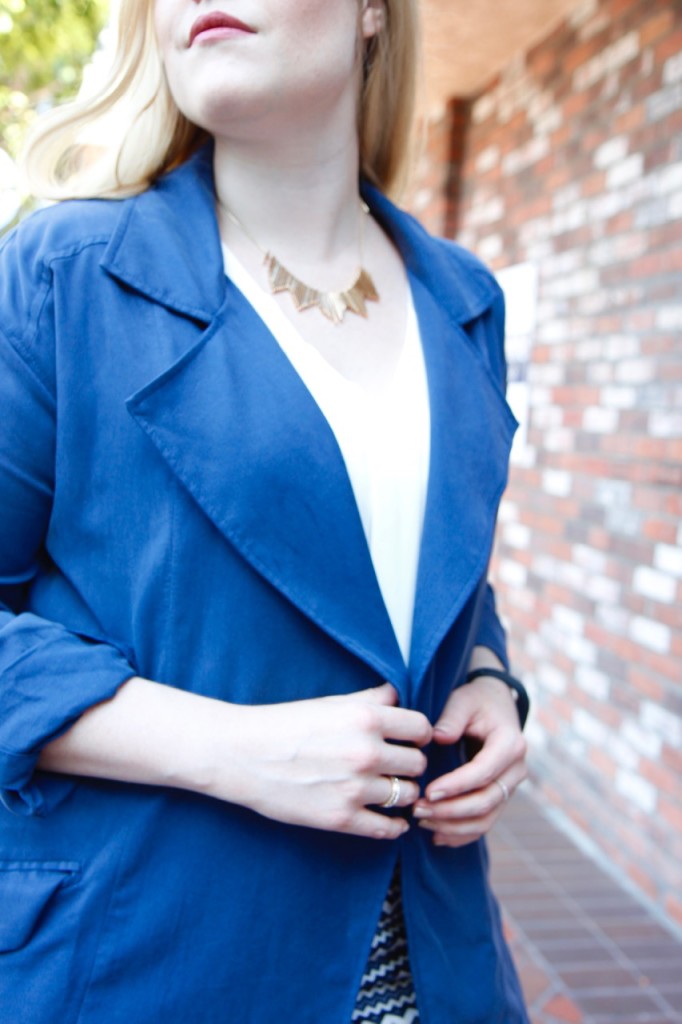 September Stitch Fix - Rocksbox Necklace, Blue Trench Coat 