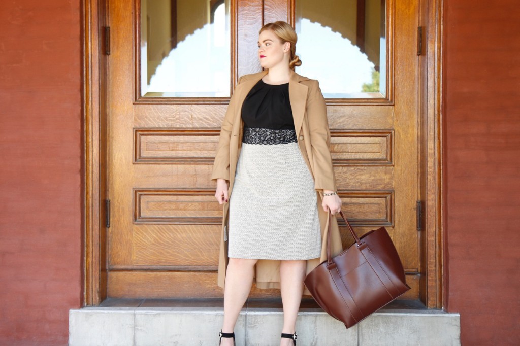 12 Ways to Style an LBD - Leather Tote and Vintage Wool Trench Coat