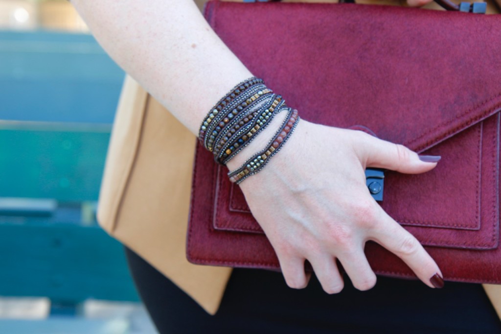 Layering a Midi Dress and a Giveaway! - Fall Toned Stone Wrap Bracelet