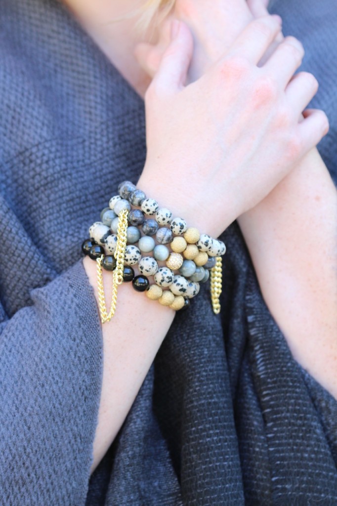 Ronnie M Holiday Lookbook - Layered Natural Stone Bracelets