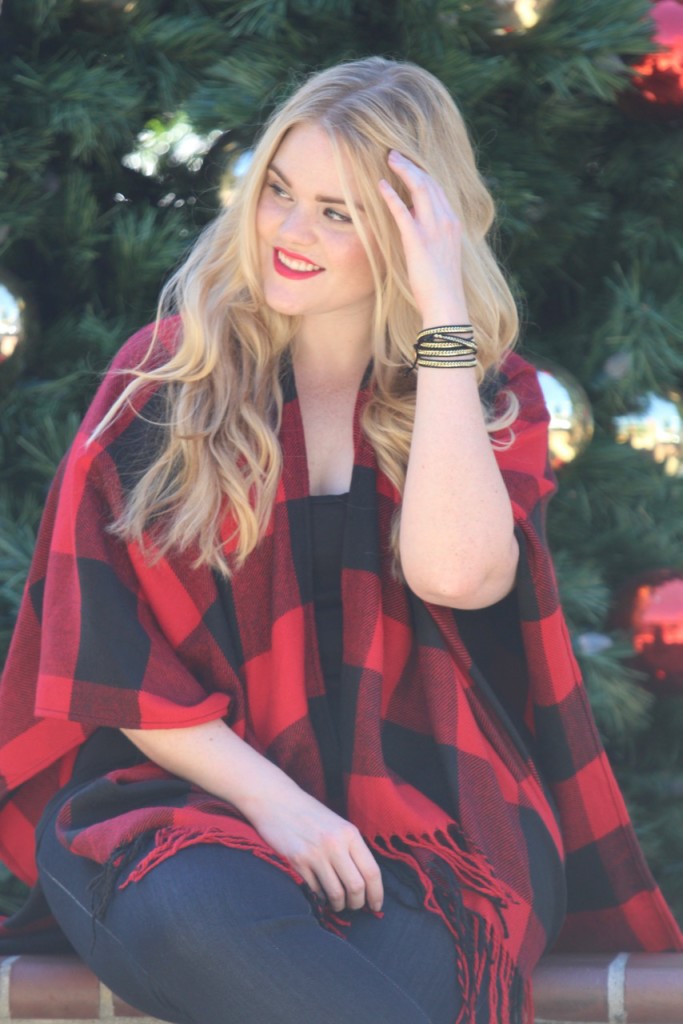 Ronnie M Holiday Lookbook - Buffalo Plaid Poncho