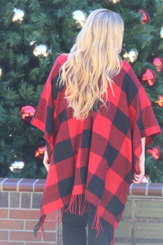 Ronnie M Holiday Lookbook - Buffalo Plaid Wrap Poncho