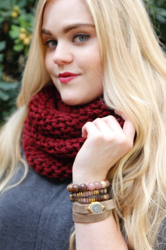 Ronnie M Jewelry Fall Lookbook - Infinity Scarf & Bracelet Stack