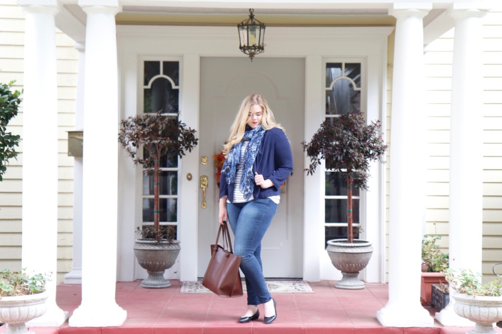 November Stitch Fix Review - Scarf, Tote, Jeans and Blazer 