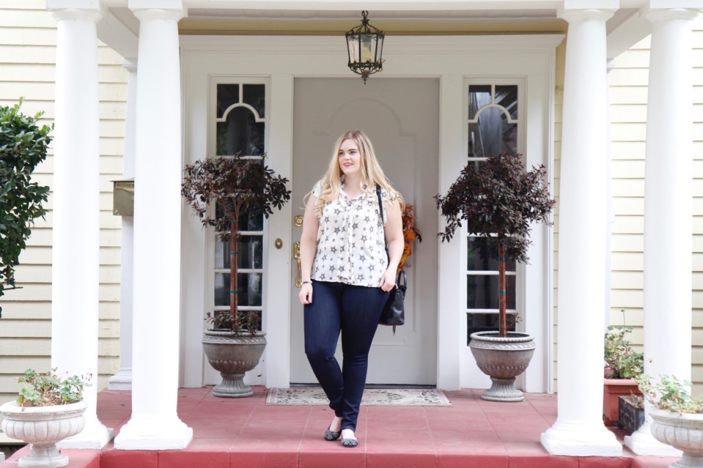 November Stitch Fix Review - Zara Star Bow Blouse and Dark Skinny Jeans 