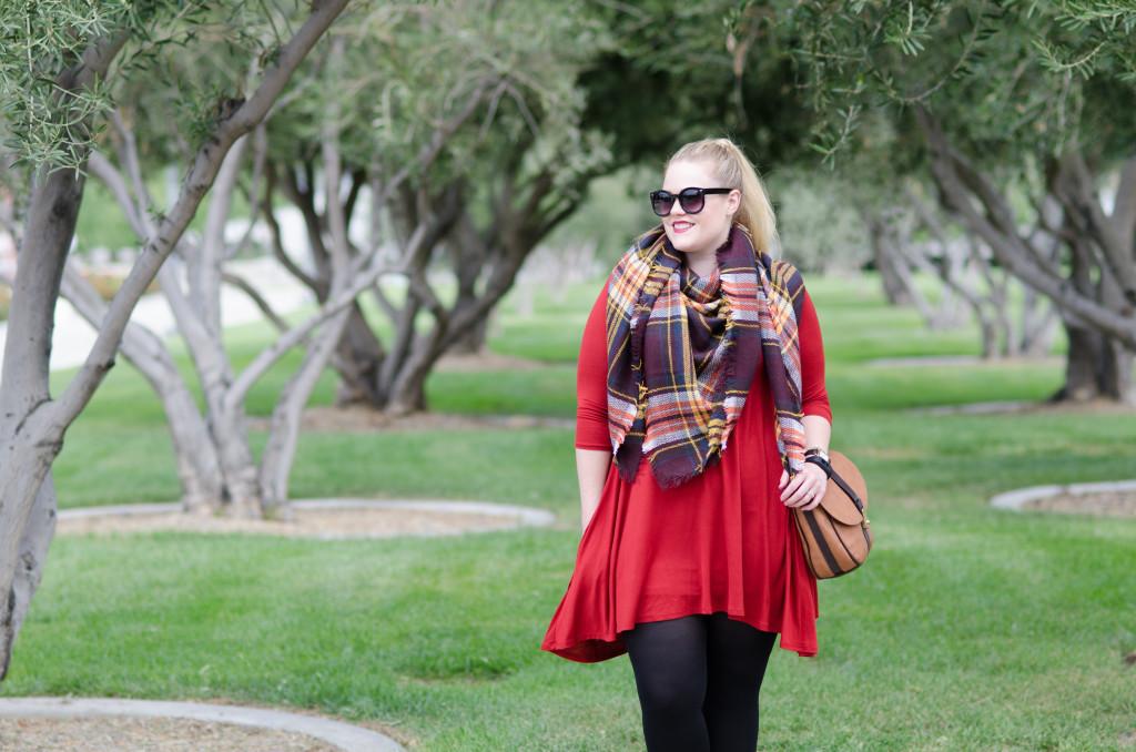 Fall Ready with Perfectly Priscilla - Rust Tunic and Plaid Blanket Scarf