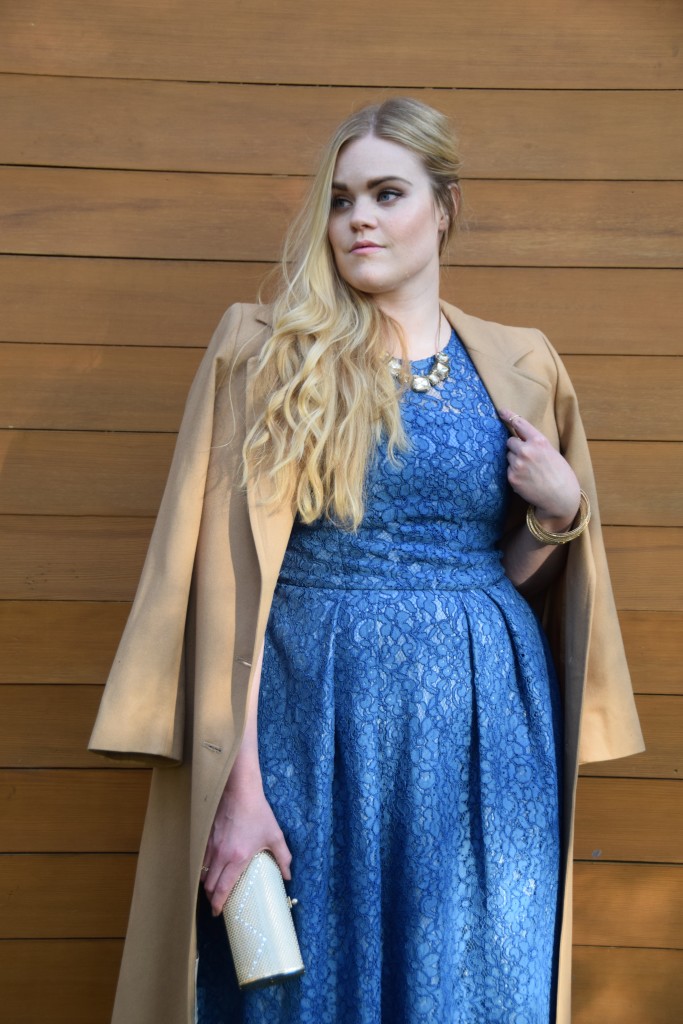 Dressing for Thanksgiving with Rent the Runway - Shoshanna Lace Midi Dress and Vintage Trench Coat