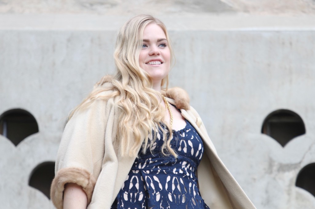 Party Ready with Simply Be - Navy Lace Dress and Blonde Curls