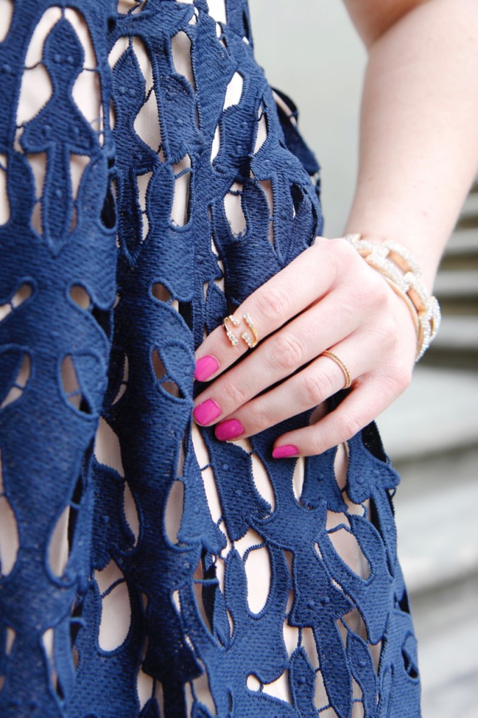 Party Ready with Simply Be - Navy Lace Dress and Gold Jewelry Details