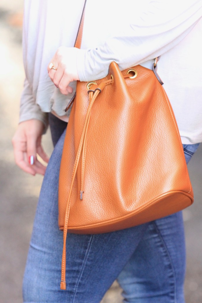 Ombre Blouse & Wedges - Old Navy Bucket Bag