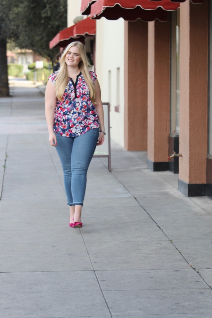 February Stitch Fix - Floral Top, Cropped Denim and Bow Flats