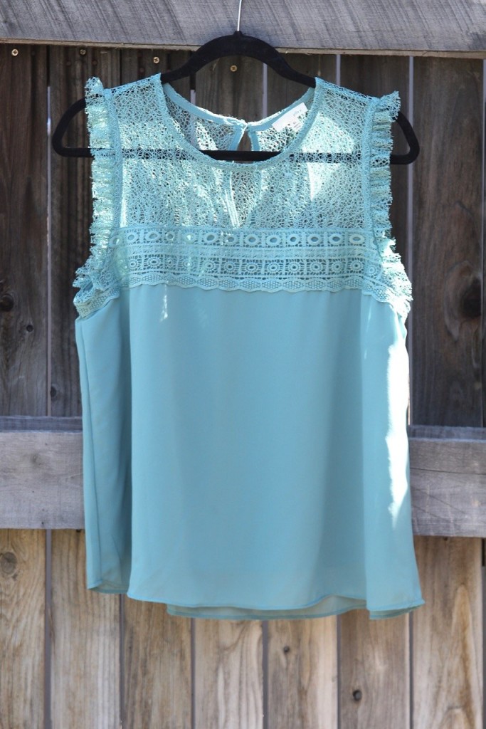 March Stitch Fix - Aqua Lace Blouse