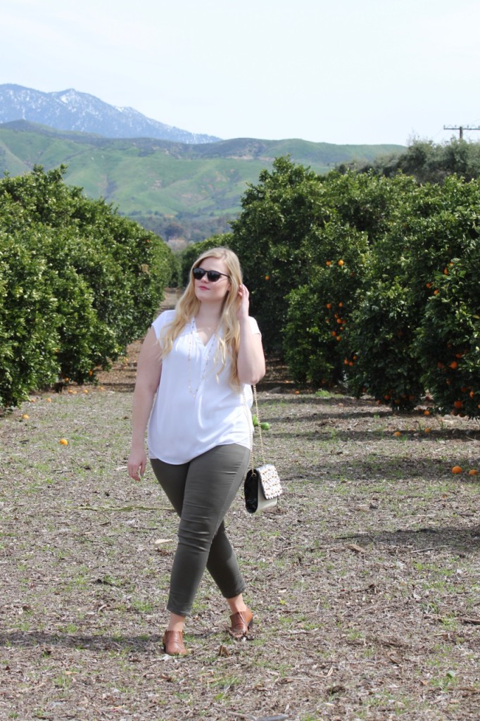 Grove Party - Stitch Fix Olive Pants and White Blouse