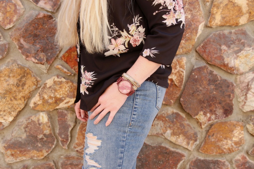 Jord Purpleheart Watch Review and Stitch Fix Top and Jeans