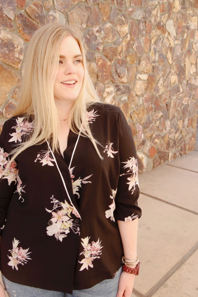 Stitch Fix Dark Floral Wrap Top 