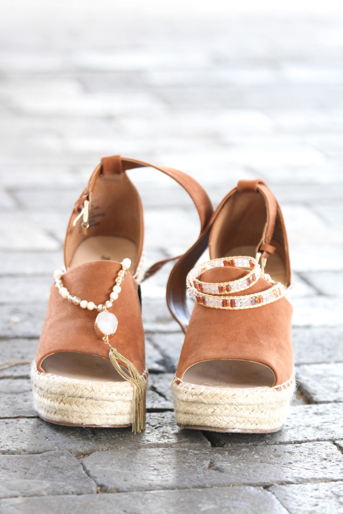 JustFab Macey Platform Wedges and Boho Jewelry