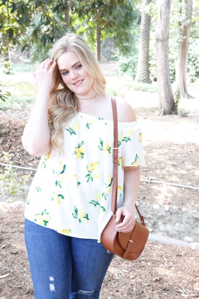 August Stitch Fix Review - Lemon Off Shoulder Top 