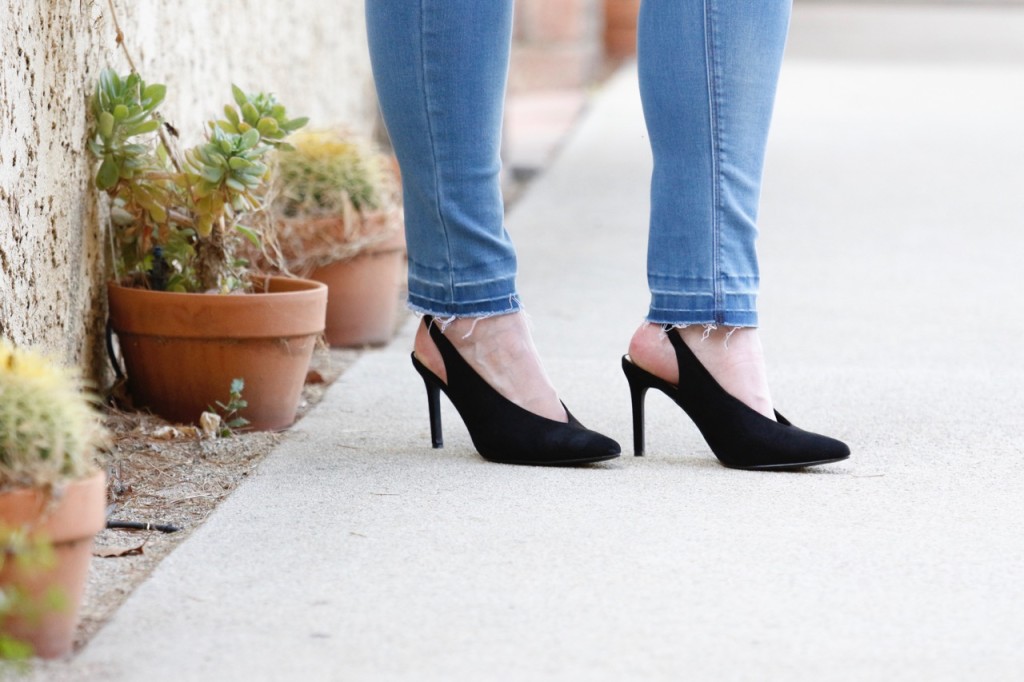Frayed Jeans and Slingback Heels
