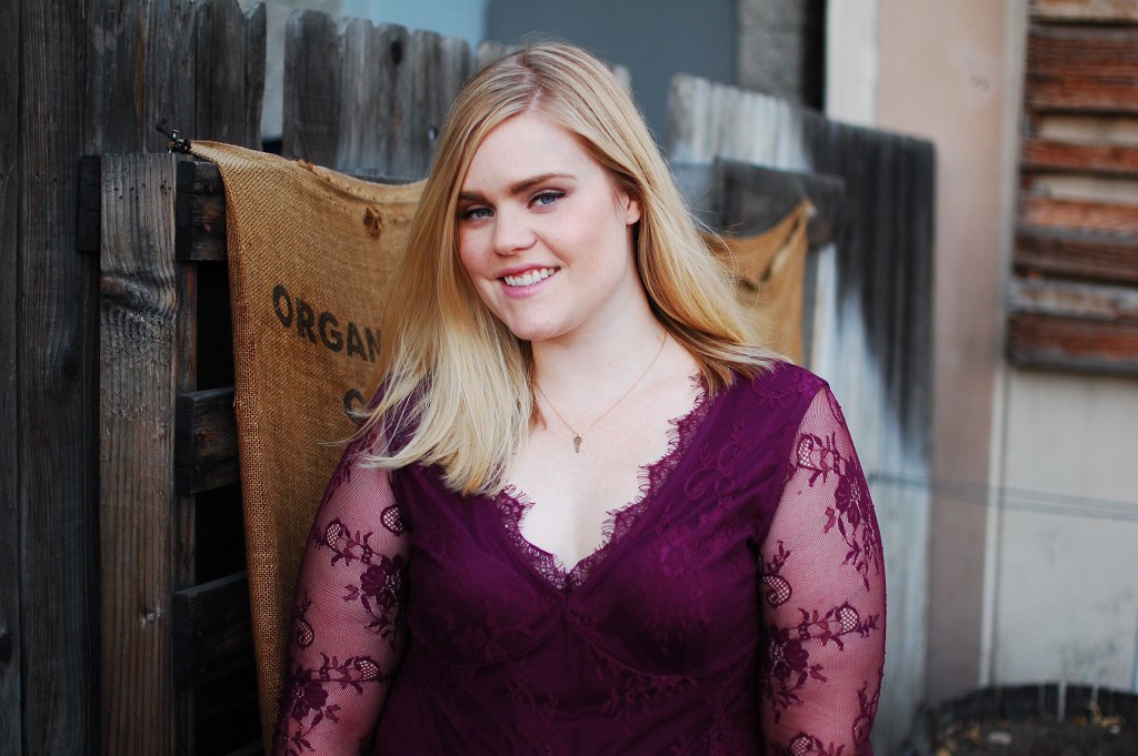 JustFab Lace Bodysuit and The Giving Keys Necklace