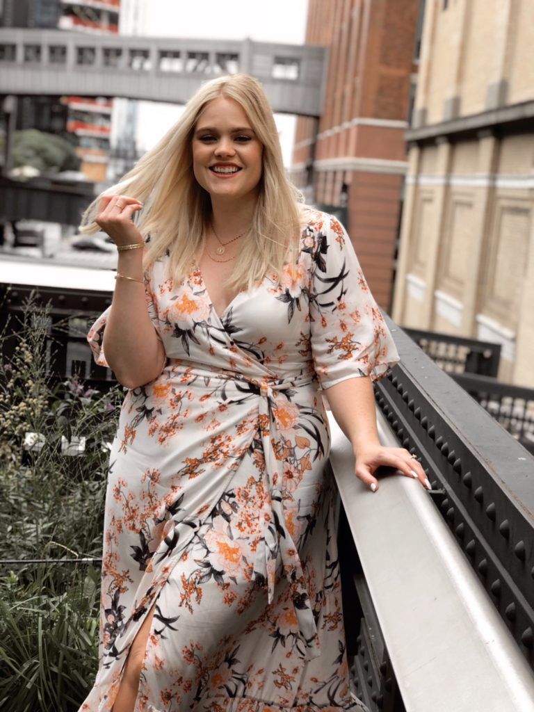 Pink Blush Floral Wrap Dress at New York Fashion Week The High Line