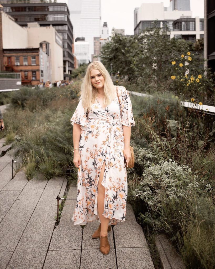 The High Line New York Pink Blush Wrap Dress and Target Heels