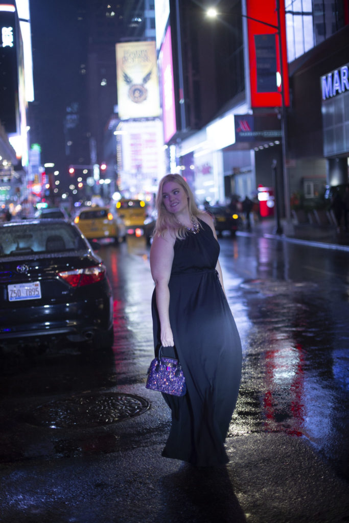 H&M satin Maxi Dress at New York Fashion Week event 