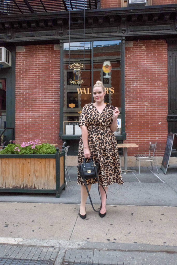 Eliza J Leopar Print Midi Dress and Vintage Heels