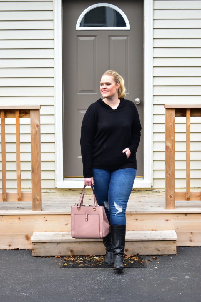 Finding Fall Favorites with Stitch Fix - Hooded Sweater and Blush Bag