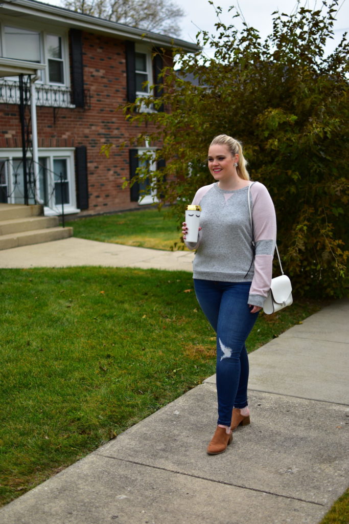 Finding Fall Favorites with Stitch Fix - Grey and Pink Sweater