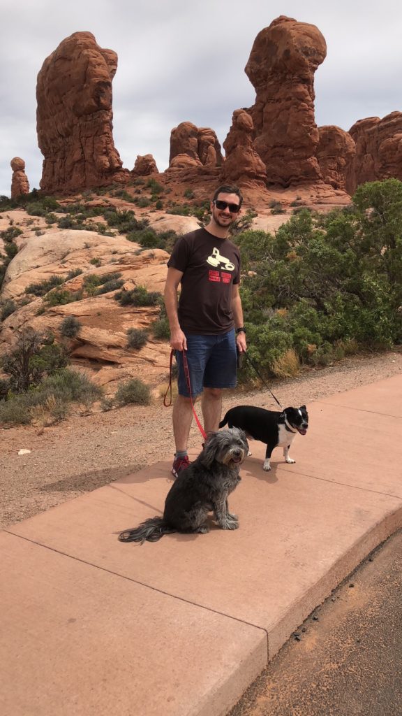 Mark and the dogs in Moab, UT