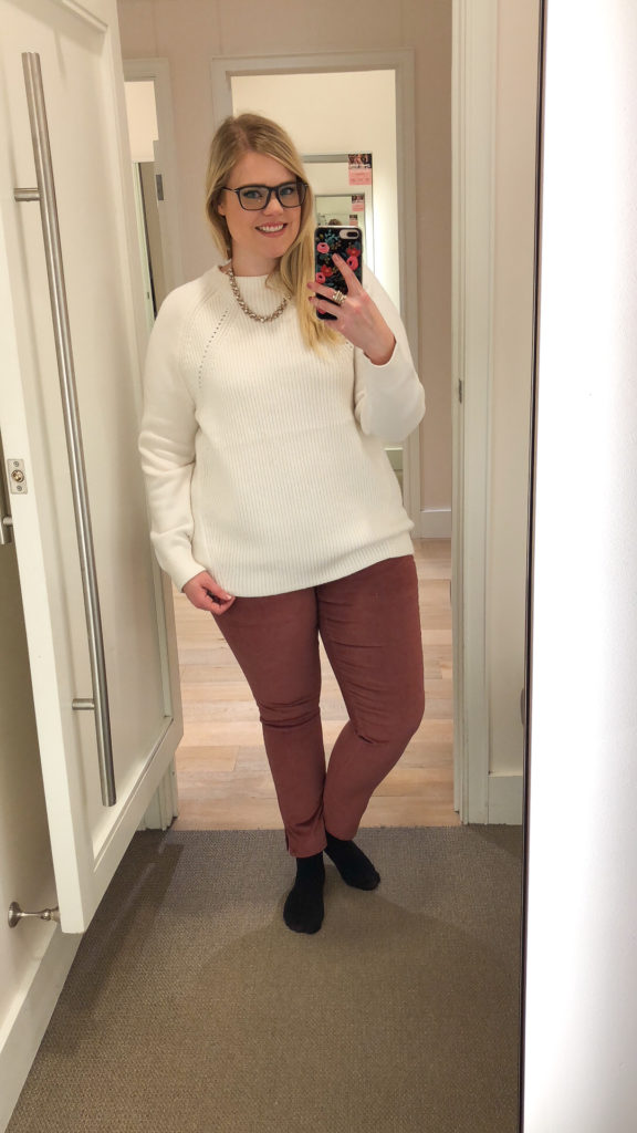 LOFT Winter Collection Try-On Session - Cream Sweater and blush pants 