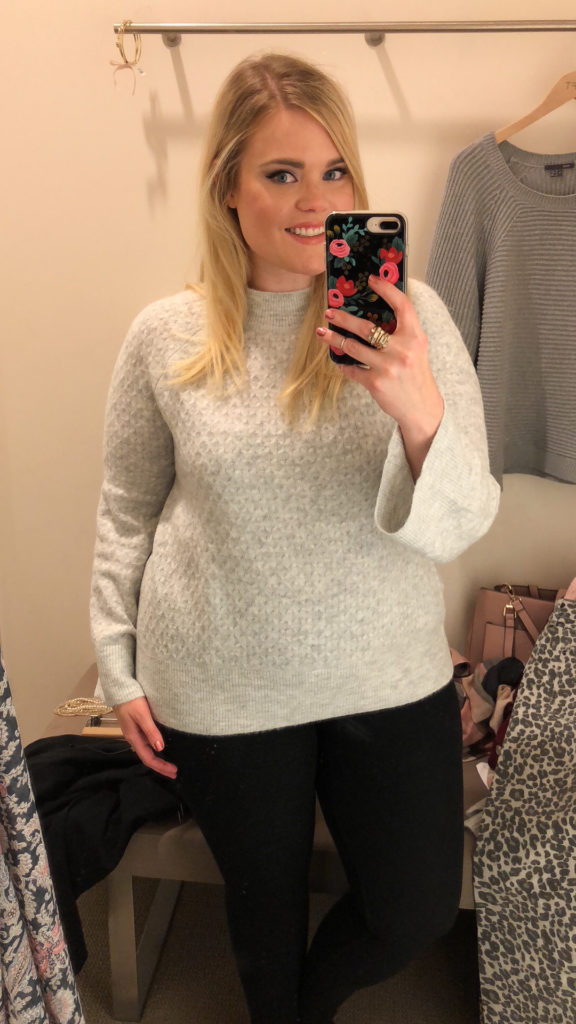 LOFT Winter Collection Try-On - Grey Knit Sweater 