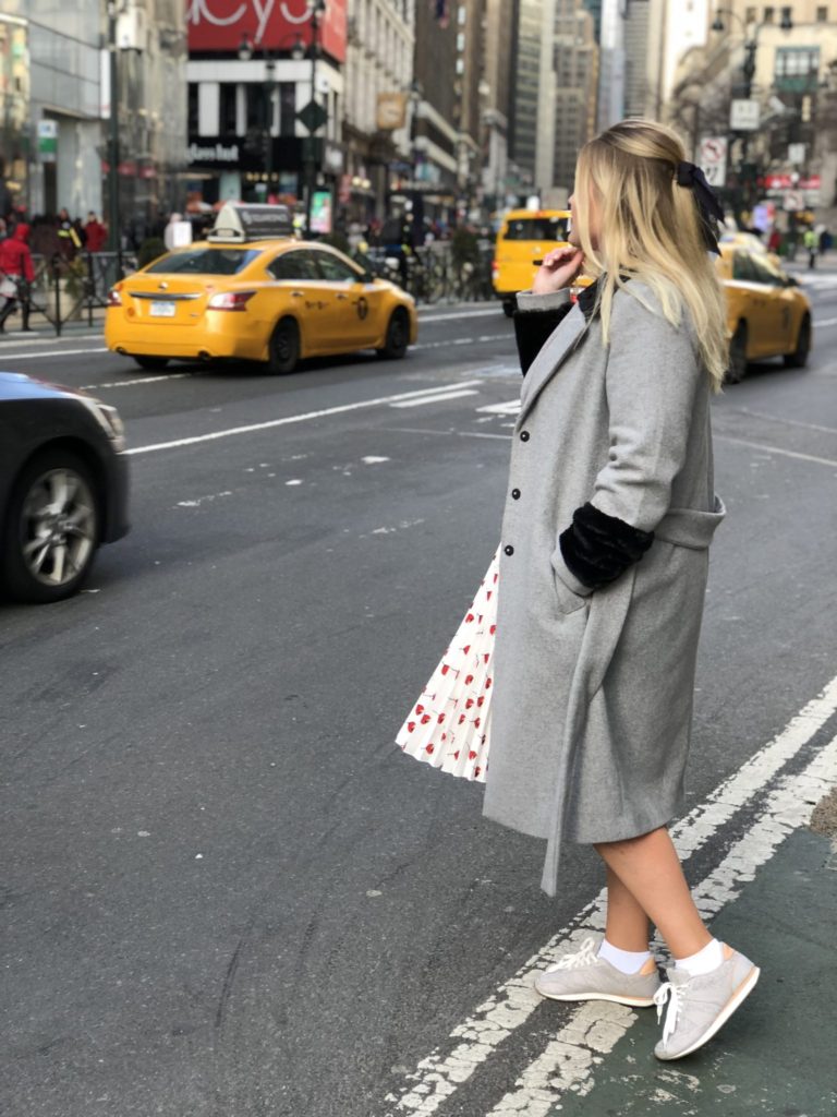 NYFW A/W ’19 RECAP PART TWO - ASOS Coat, Miu Miu pleated midi skirt and sneakers 